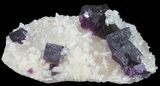 Very Clean Purple Cubic Fluorite on Quartz - China #39001-1